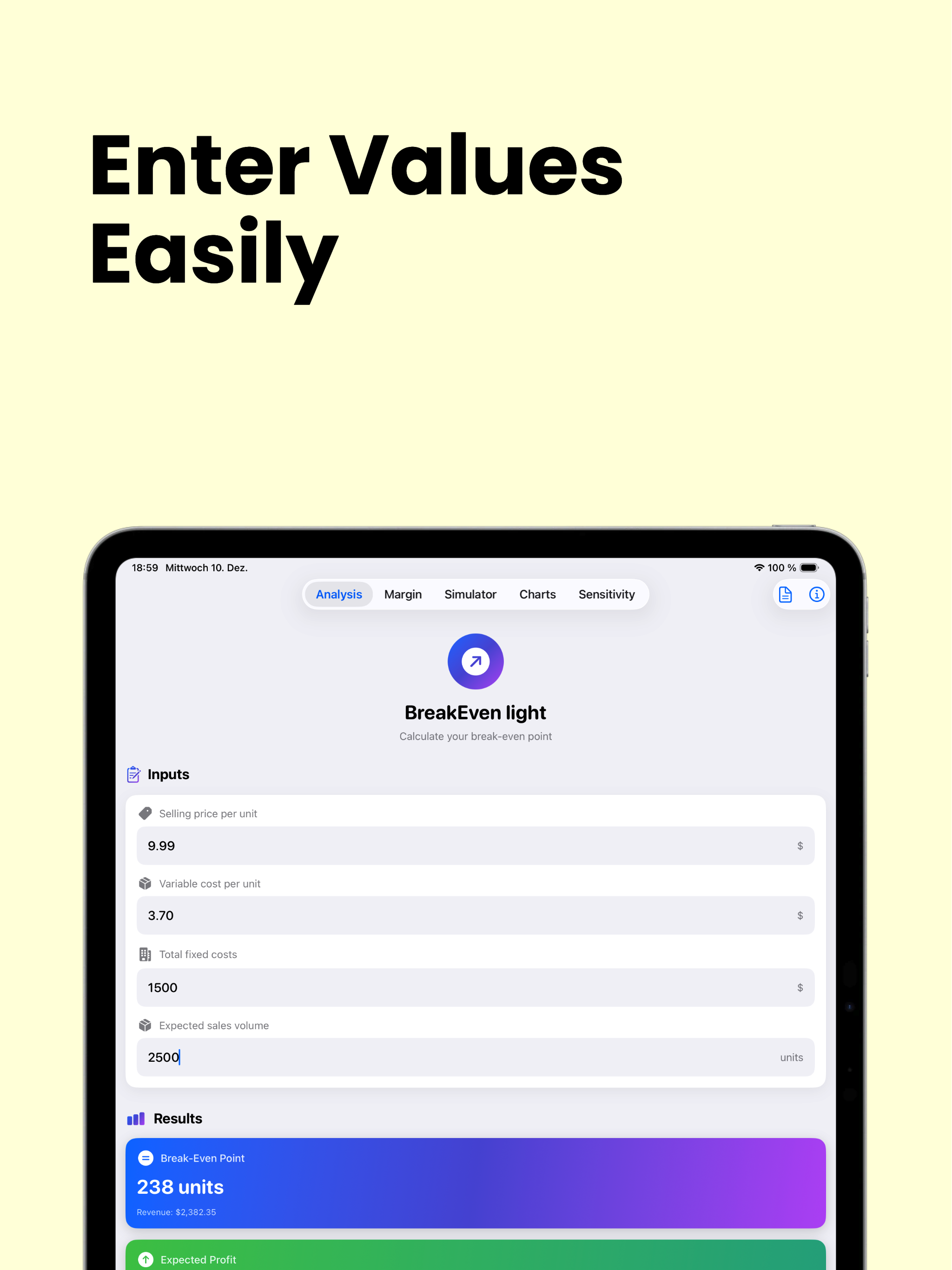 BreakEven-light iPad - Contribution Margin