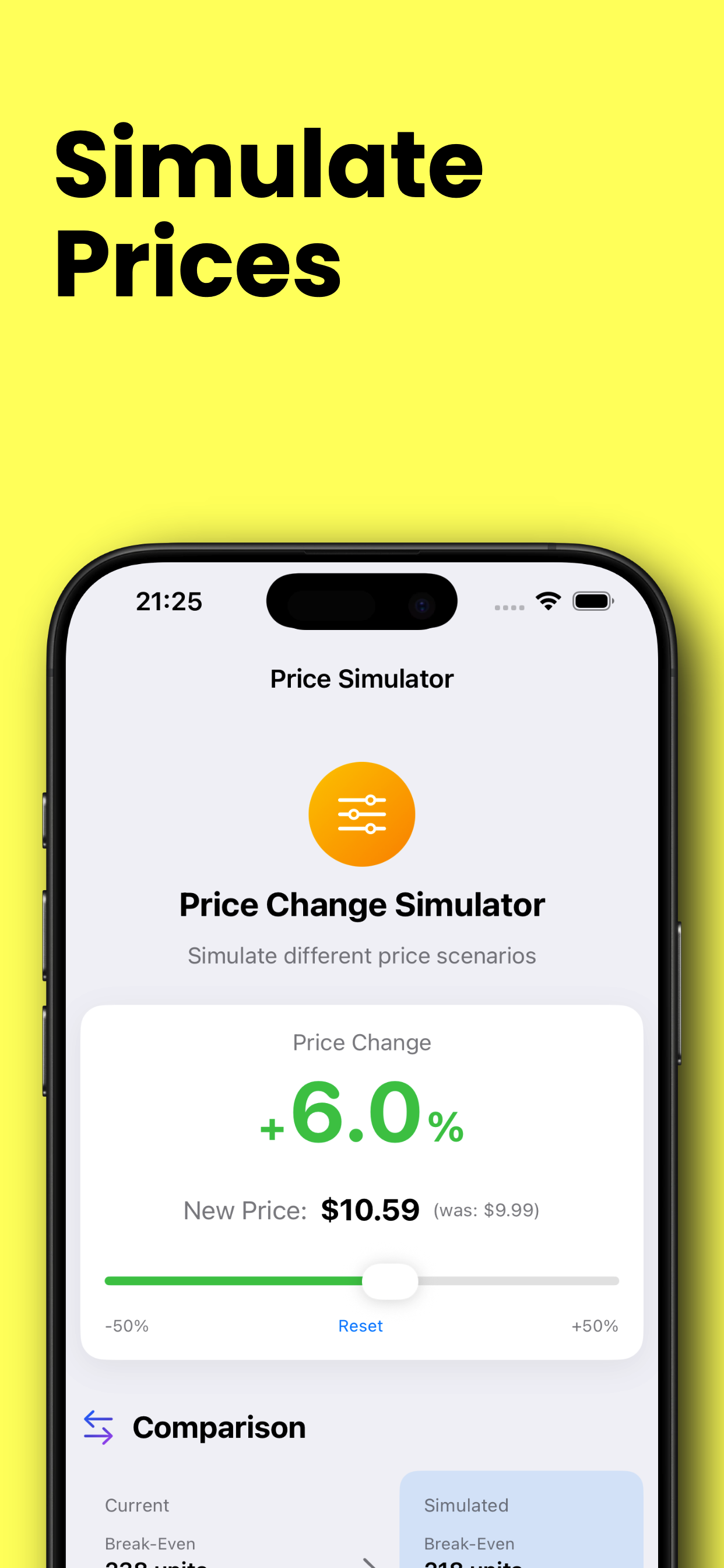 BreakEven-light iPhone - Price Simulation