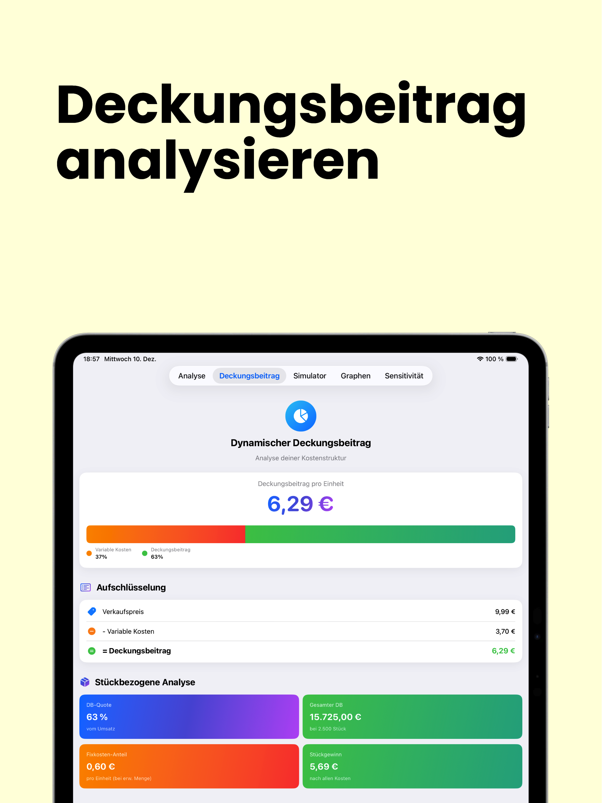 BreakEven-light iPad - Break-Even-Point