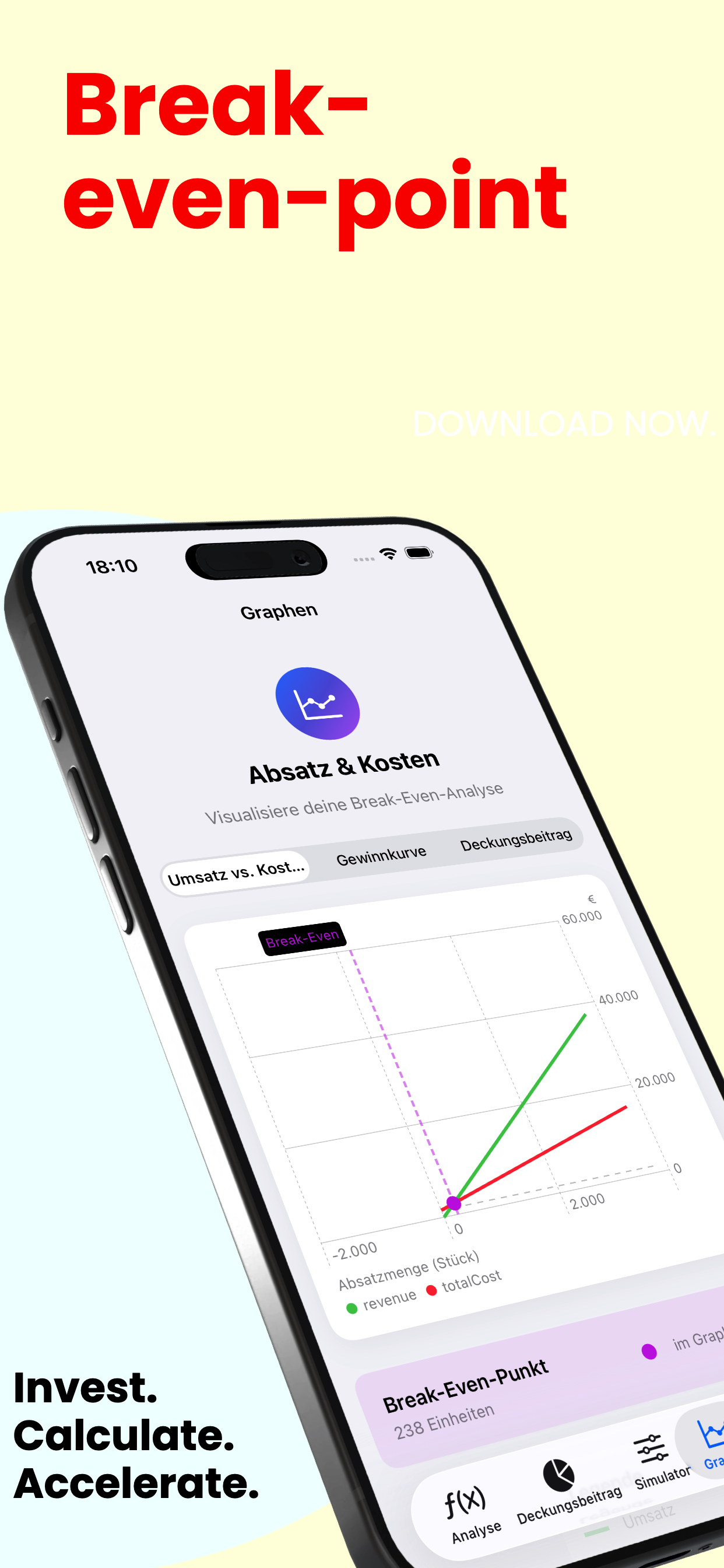 BreakEven-light iPhone - Daten eingeben